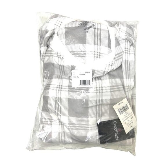 Cuddl Duds Womens Gray Plaid Velour V Neck Long Sleeve Pajama Set Plus Sz 2X New - Picture 7 of 8